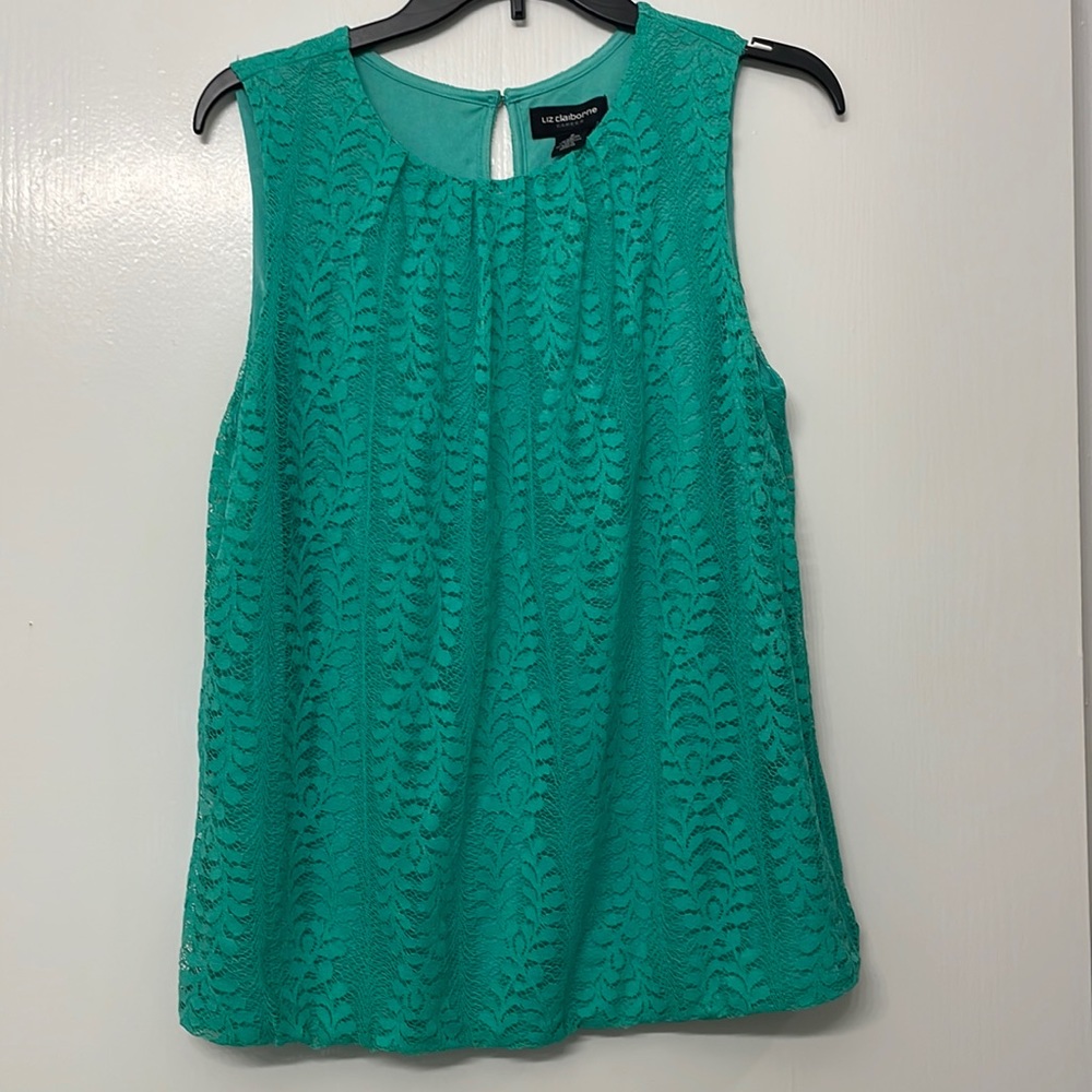Liz Claiborne Career Lace Bubble Hem Top Medium